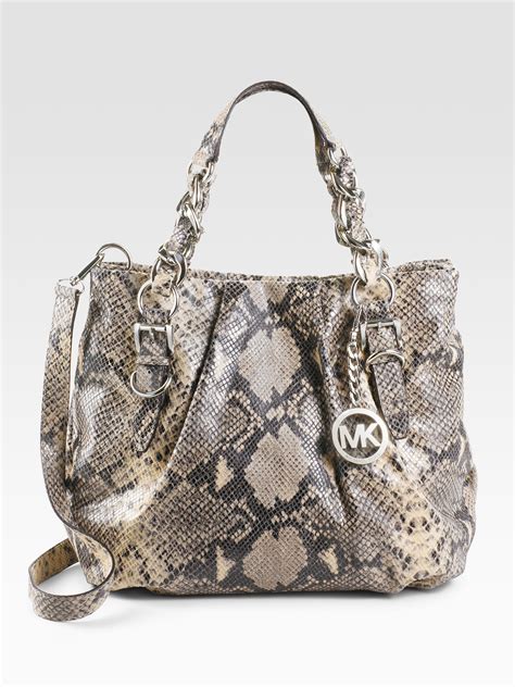 michael kors dark grey python tote handbag|portefeuille Michael Kors python.